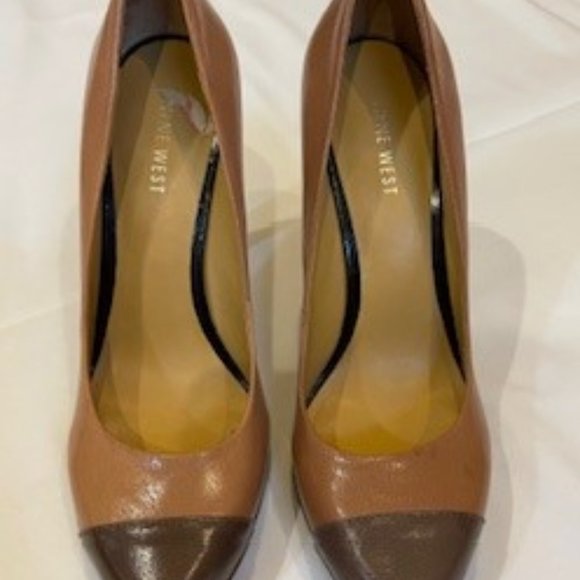 Nine West Baroque Womens Two Tone Leather Heels - Picture 1 of 4